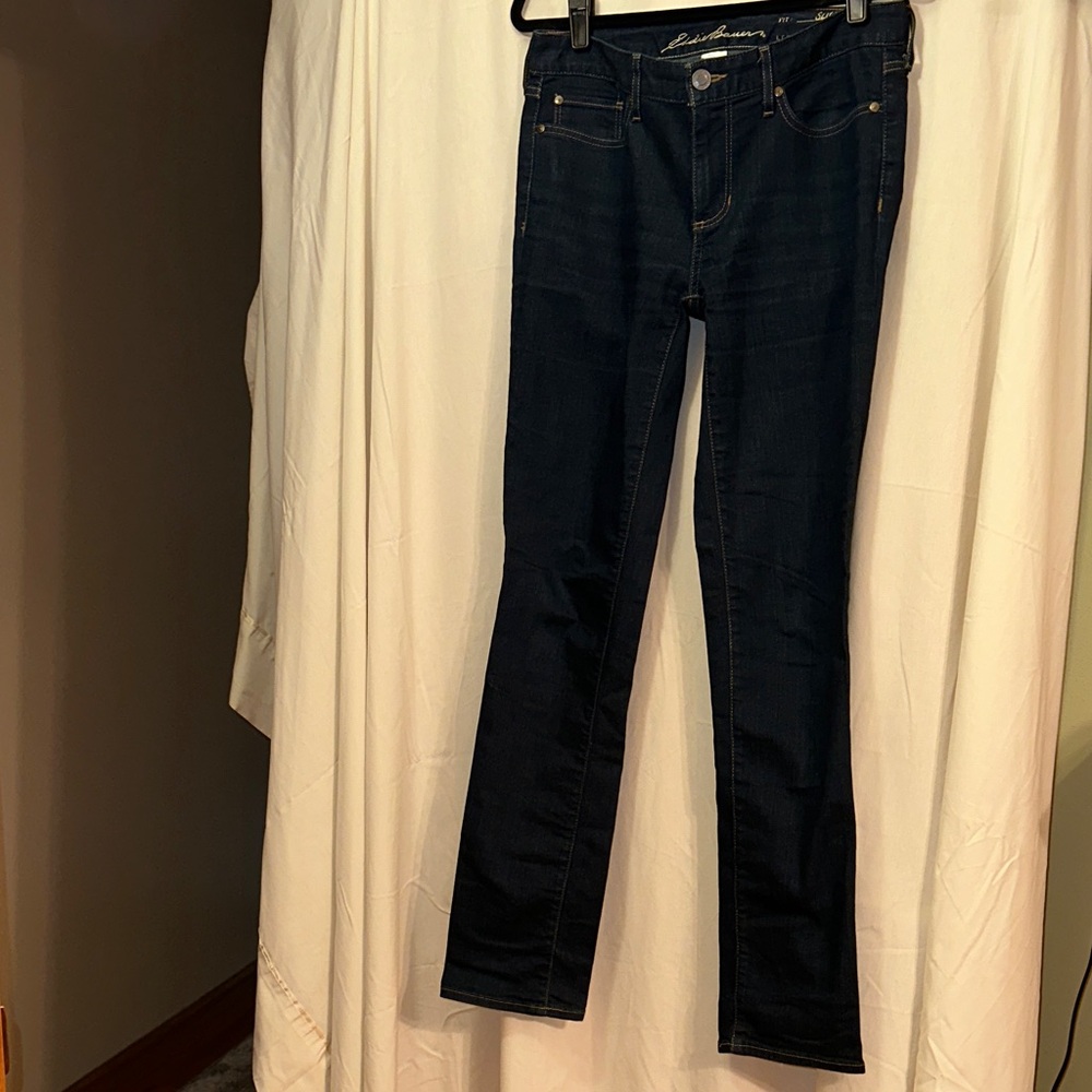 Eddie Bauer Women's Dark Indigo Slightly Curvy Straight Leg Jeans